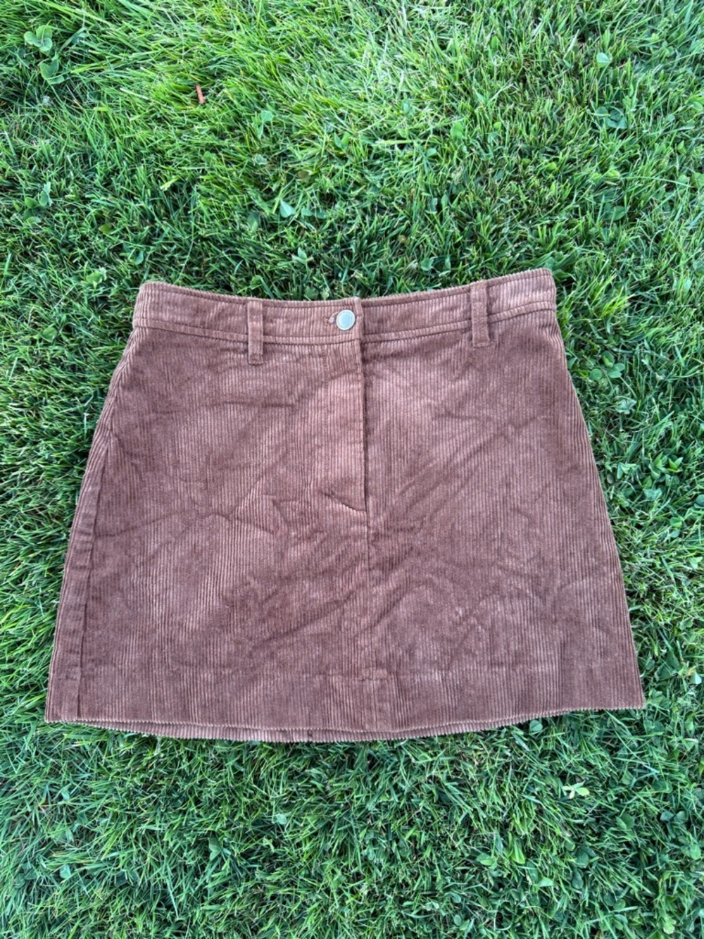 H&M Brown Corduroy Mini Skirt Size 4 Y2K Preppy